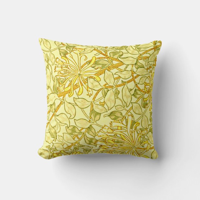 Almofada William Morris - Honeysuckle em amarelo (Frente)