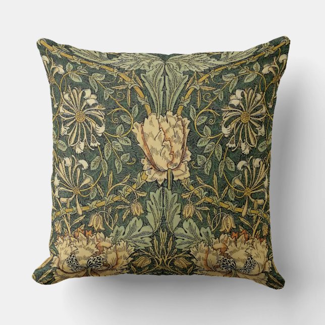 Almofada William Morris Honeysuckle Green Floral (Frente)