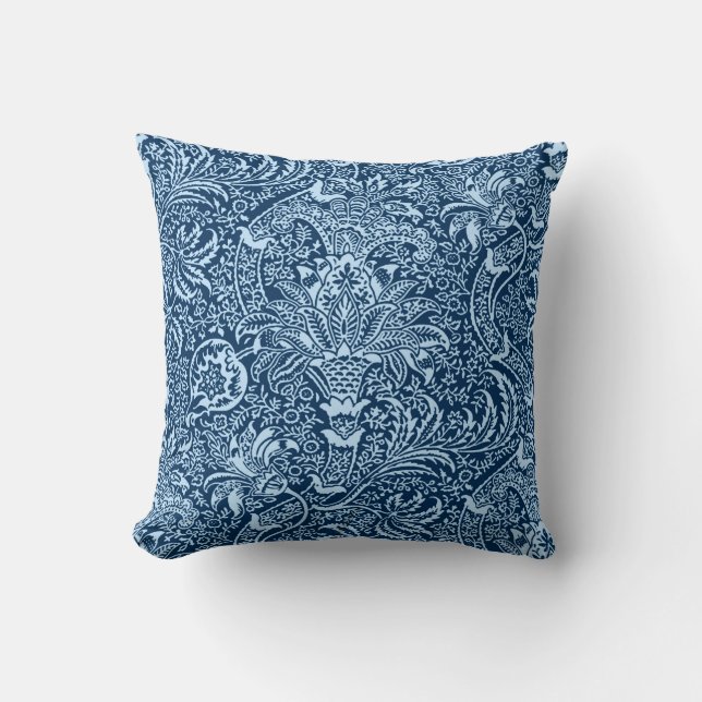 Almofada William Morris Indian, Dark Indigo e Sky Blue (Frente)