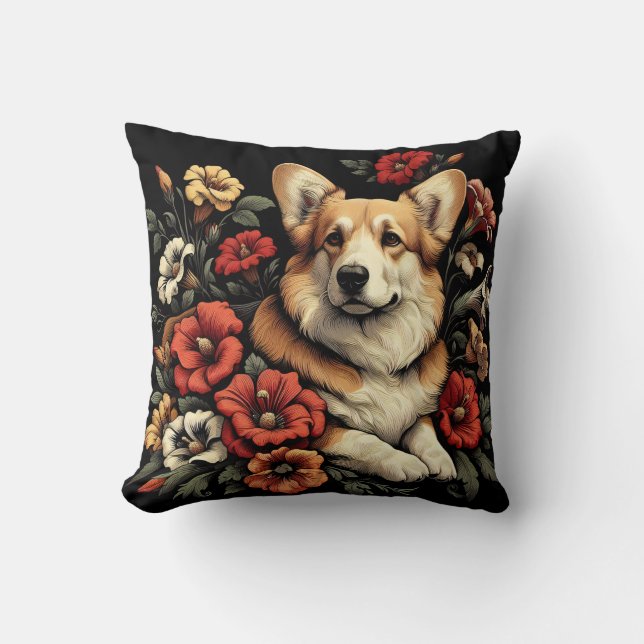 Almofada William Morris Inspirou Corgi Pillow (Frente)