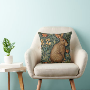 Almofada William Morris Inspirou o Coelho em um Travesseiro