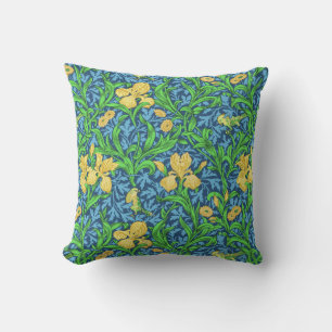 Almofada William Morris Irises, Amarelo e Azul Cobalto