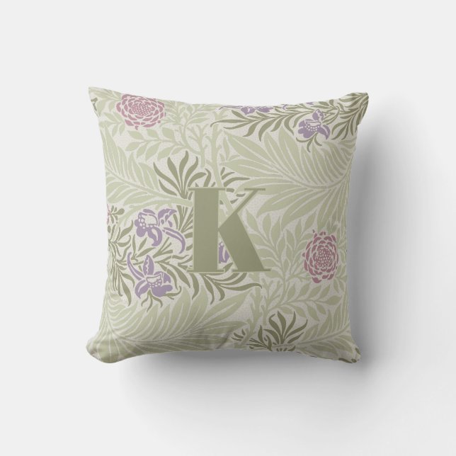 Almofada William Morris Lavanda e Larkspur Pattern Rosa (Frente)