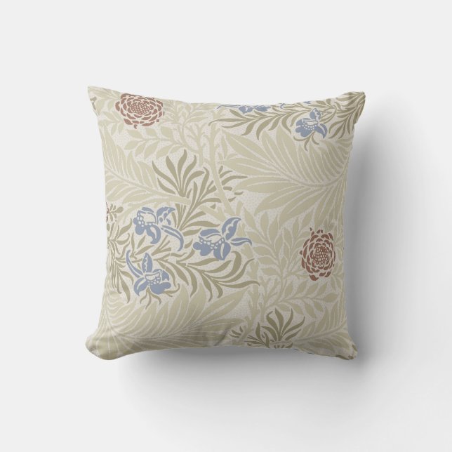 Almofada William Morris Lt Blue & Rust Larkspur Pattern (Frente)