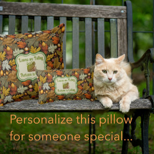 Almofada William Morris Personalizou Folhas de outono com C