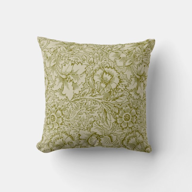 Almofada William Morris Poppy Classic Floral Green (Frente)
