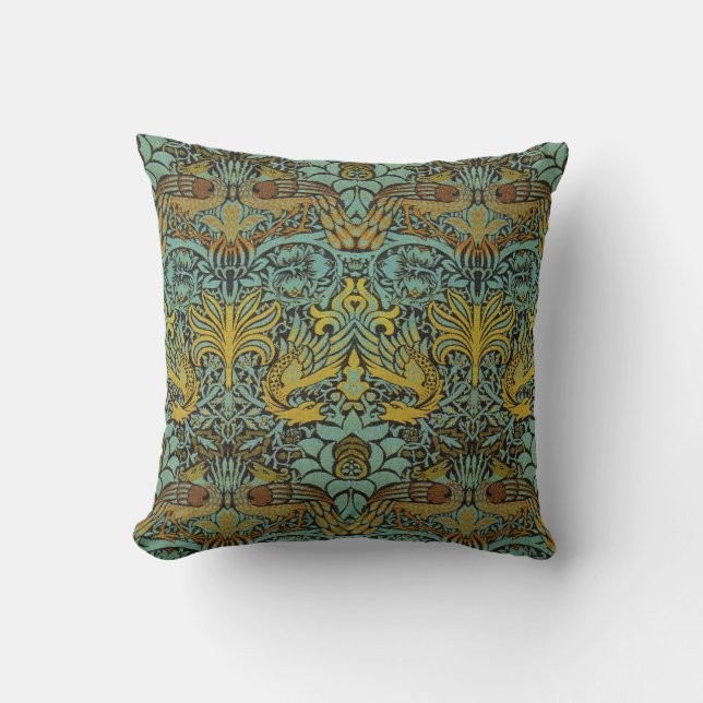 Almofada William Morris Pre-Raphaelite Dragon Travesseiro (Frente)