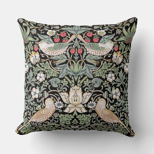 Almofada William Morris Strawberry Thief I Black Birds (Frente)