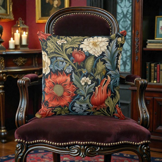 Almofada William Morris Styled Floral Pattern (Criador carregado)