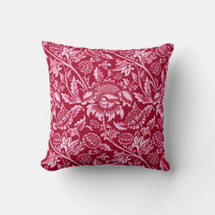 Almofada William Morris Sunflower, Borgonha e Rosa