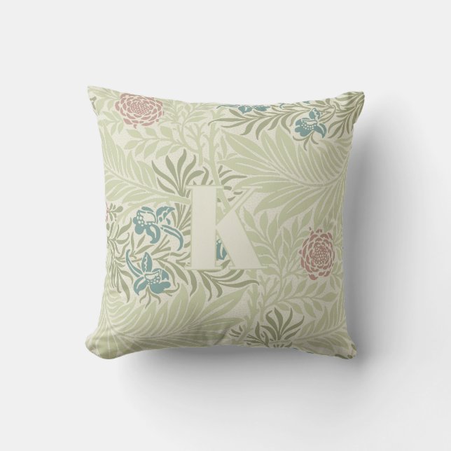 Almofada William Morris Teal Blue & Pink Larkspur Pattern (Frente)
