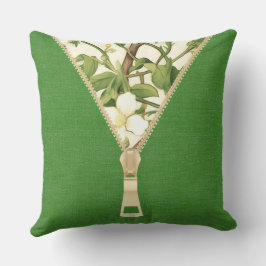Almofada William Morris White E Green Floral Tree Motifs