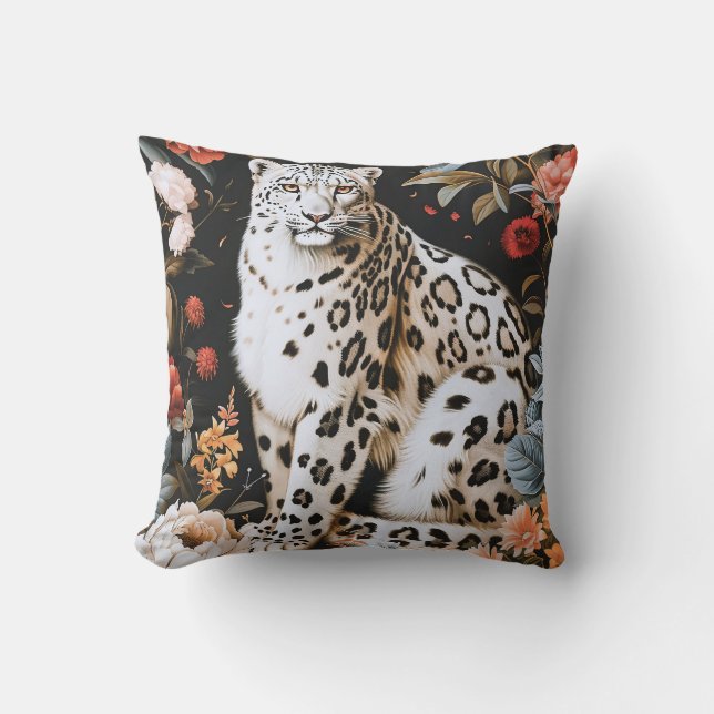 Almofada William Morris White Leopardo com Floral (Frente)