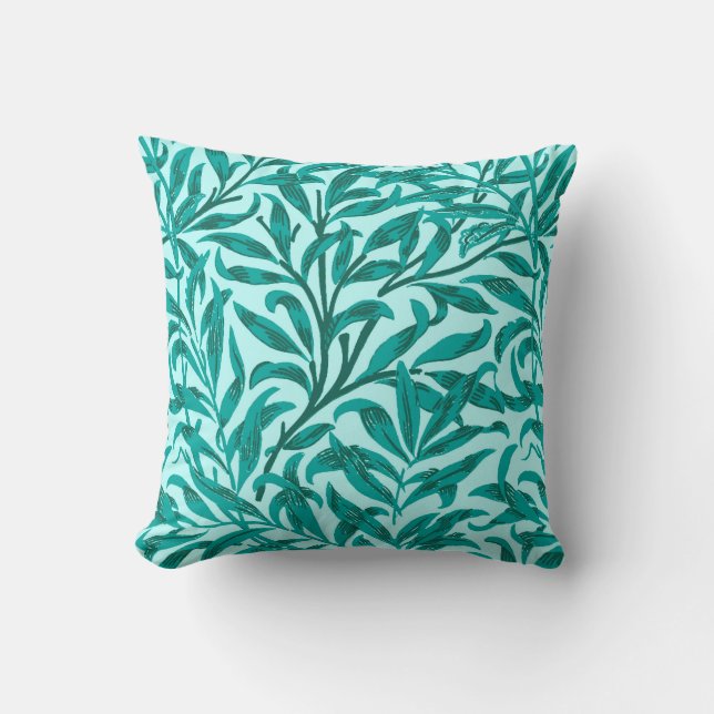 Almofada William Morris Willow Bough, Turquoise e Aqua (Frente)