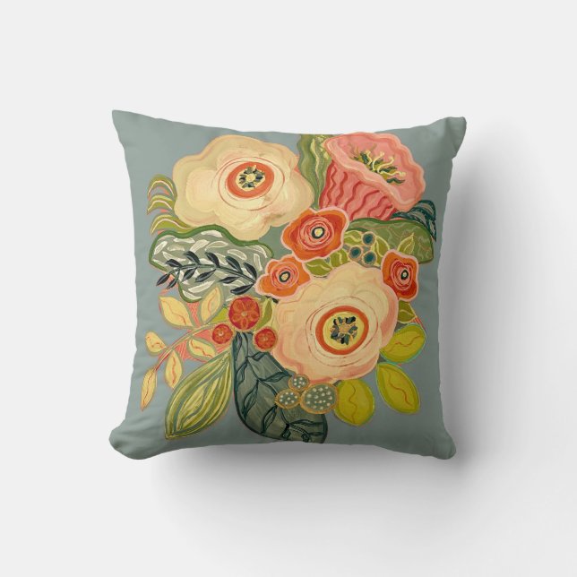 Almofada Windflower and Trumpet - Céu prateado (Frente)