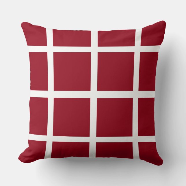 Almofada Windowpane branco nos dias escolares vermelhos (Frente)