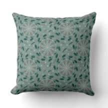 Winter Botanical Snowflake Throw Pillow