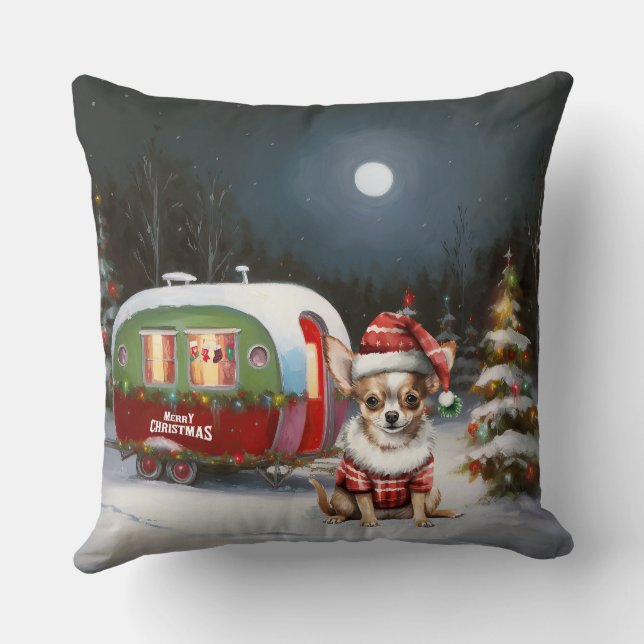 Almofada Winter Chihuahua Caravan Christmas Adventure (Verso)