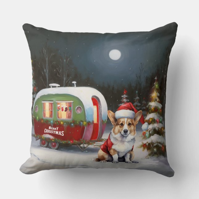 Almofada Winter Corgi Caravan Christmas Adventure (Frente)