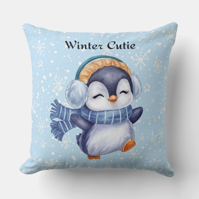 Almofada Winter Cutie | Cute Penguin Decorative Pillow (Frente)