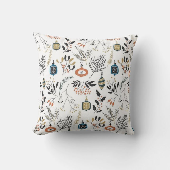 Almofada winter floral hand-drawn botanical seasonal flower (Frente)