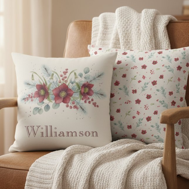 Almofada Winter Floral Pillow – Holiday Elegance (Winter floral pillow
)