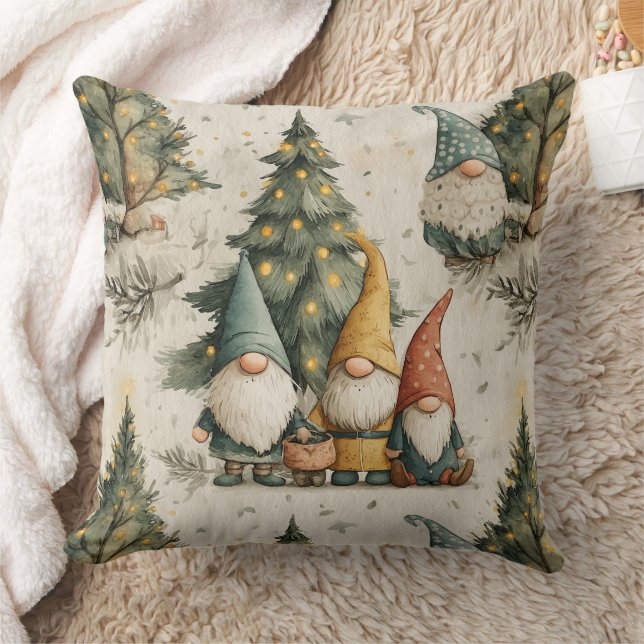 Almofada Winter Gnomes With Lit Christmas Tree (Cobertor)