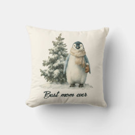 Almofada Winter Penguin “Best Mom Ever” Design