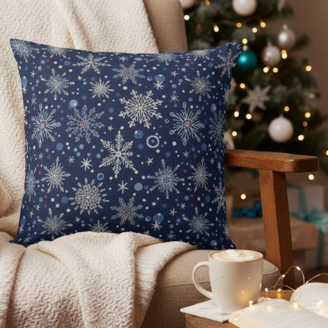 Almofada Winter Wonderland Snowflake (Winter Wonderland blue snowflake pillow)