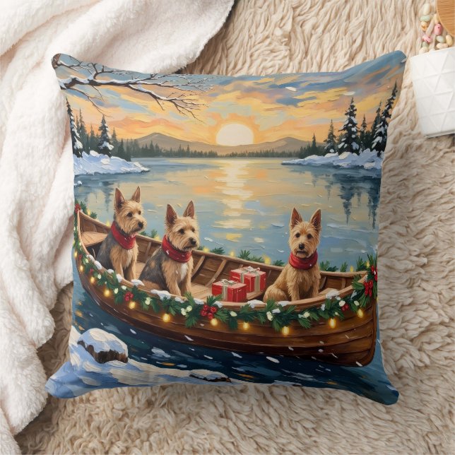 Almofada Wire Fox Terrier Christmas Boat Holiday (Cobertor)