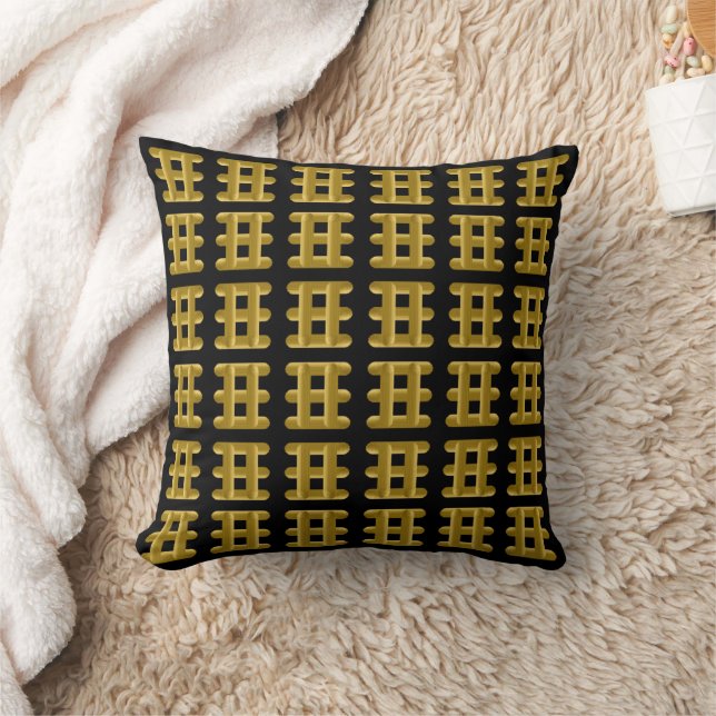 Almofada Wired Golden Cord Squared Pattern Gold On Black (Cobertor)