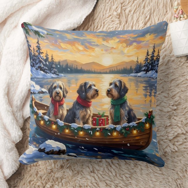 Almofada Wirehaired Pointing Griffon Christmas Boat Holiday (Cobertor)