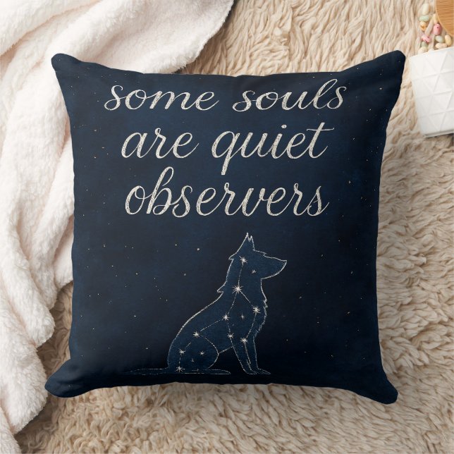 Almofada Wolf Constellation Indigo Celestial Throw Pillow (Cobertor)