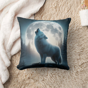 Almofada Wolf Howls Encantado à Lua.