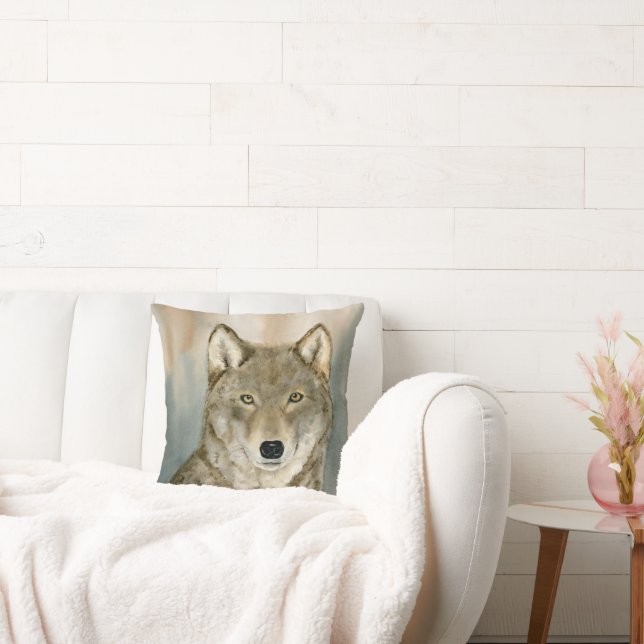 Almofada Wolf in the Mist Woatercolor (Sofá)