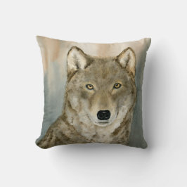 Almofada Wolf in the Mist Woatercolor