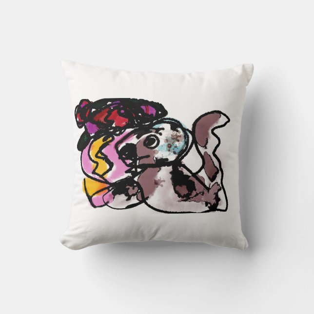 Almofada Wolfhound e flores alegria (Frente)