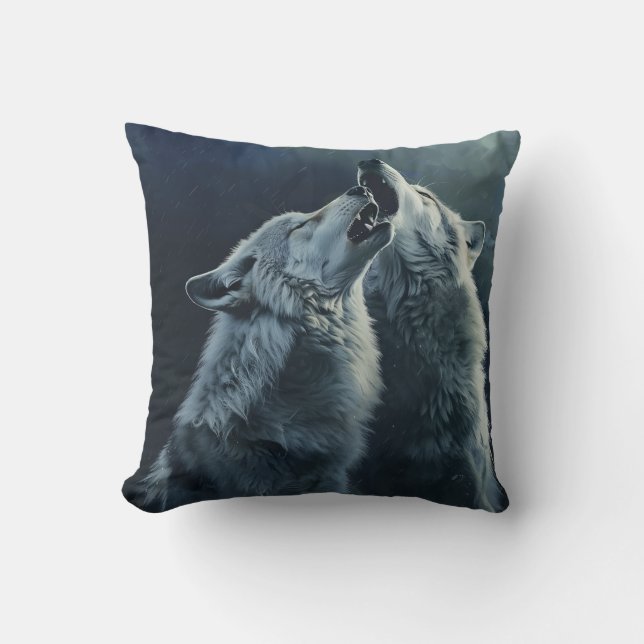 Almofada Wolves Howling Travesseiro por Designs da PS Natur (Frente)