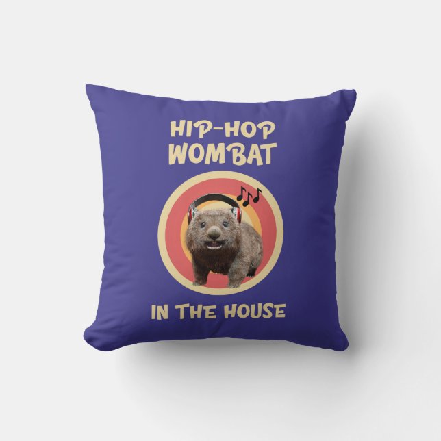 Almofada Wombat de Hip-hop Engraçado em Casa (Frente)