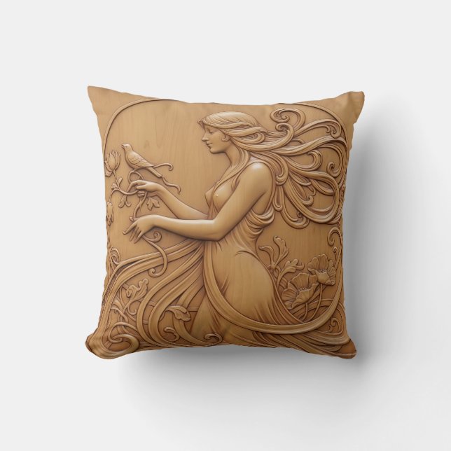 Almofada Wood carving effect Throw Cushion (Frente)
