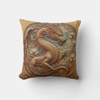Almofada Wood carving effect Throw Cushion dragon