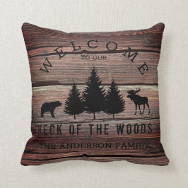 Almofada Wood Cozy Cabin Nome Familiar De Boas-Vindas A