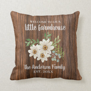 Almofada Wood Daisy Family Name Est.Wedding Farmhouse