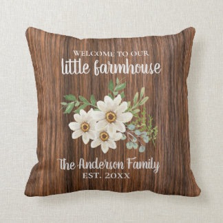 Almofada Wood Daisy Family Name Est.Wedding Farmhouse 