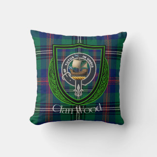 Almofada Wood Scottish Clan Tartan & Crest