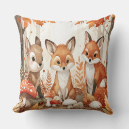 Almofada Woodland Animals Autumn - Fox Deer Rabbit Owl Mush