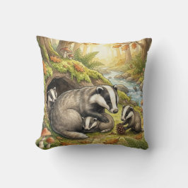 Almofada Woodland Badger Family Kids