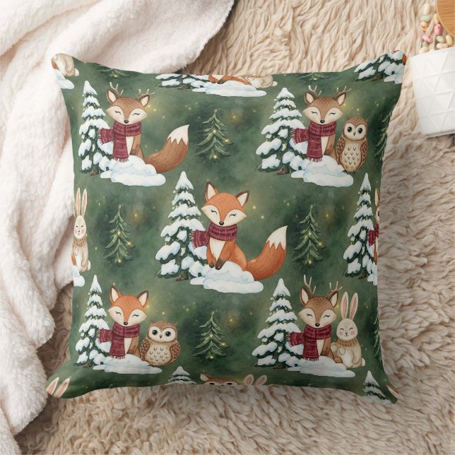 Almofada Woodland Christmas Animals Pattern – Cute Winter 9 (Cobertor)