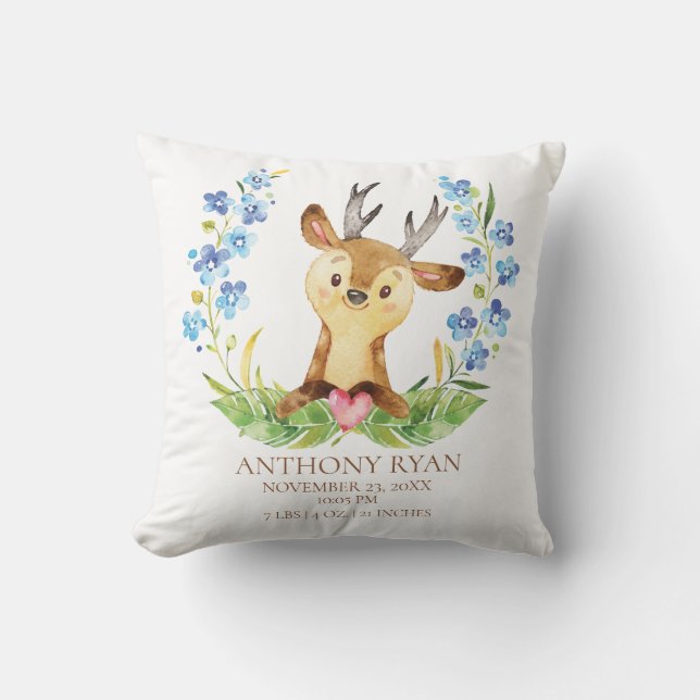 Almofada Woodland Deer Baby Birds Travesseiro (Frente)