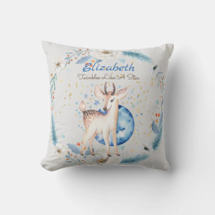 Almofada Woodland Deer Twinkle Stars Nome do Bebê Dom Flora